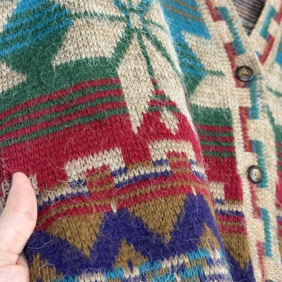 Vtg Knit Sweater Vest Women M Multicolor Nordic Southwest Aztec Cabin Cozy Ranch - Picture 3 of 9